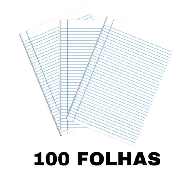 Papel Folha De Almaço Com Pauta E Margem 100 Folhas