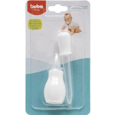 Aspirador Nasal Com Conta Gotas De Bebê Nariz Muco Portátil Buba