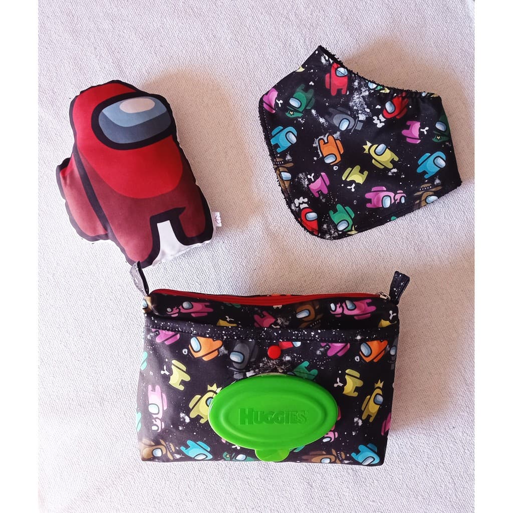 Kit do Bebê - Among Us - Necessaire do Bebê + Babador + Naninha