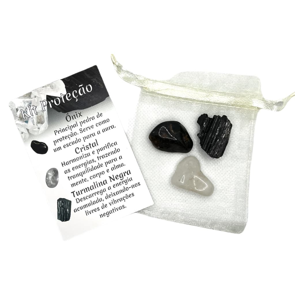Kit Pedras Para Proteção Onix Cristal Turmalina Negra Cristais P/ Limpeza E Descarrego