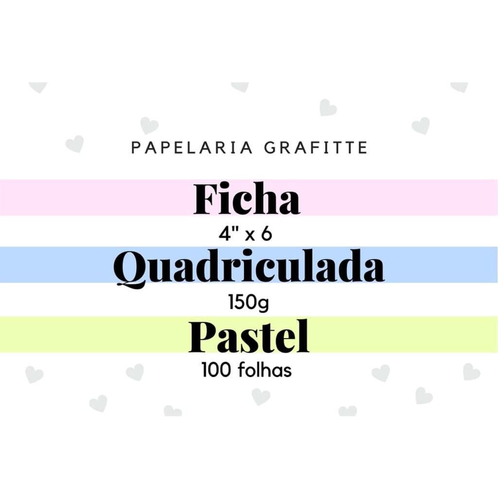 Ficha Quadriculada Pastel 4x6 100 folhas