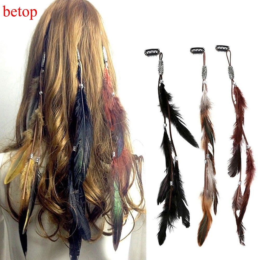 HOT Mulher Pena Faixa De Cabeça Cabeleireiro Tribal Festa Hippie