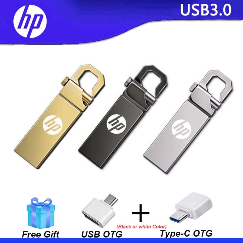 Pen Drive HP 1 2TB Tb 128GB 256GB 512GB Mini USB Flash USb3.0 U Disko Minúsculo Mental À Prova D'água