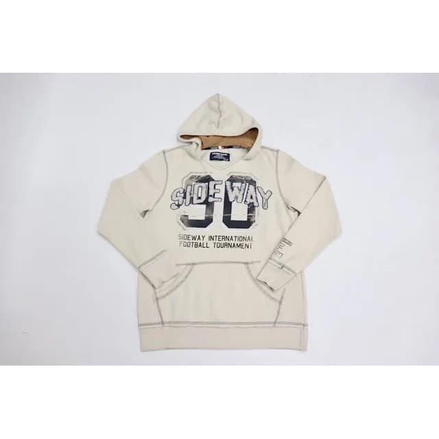 Blusa Moletom Bege Claro com Touca e Bolso Canguru