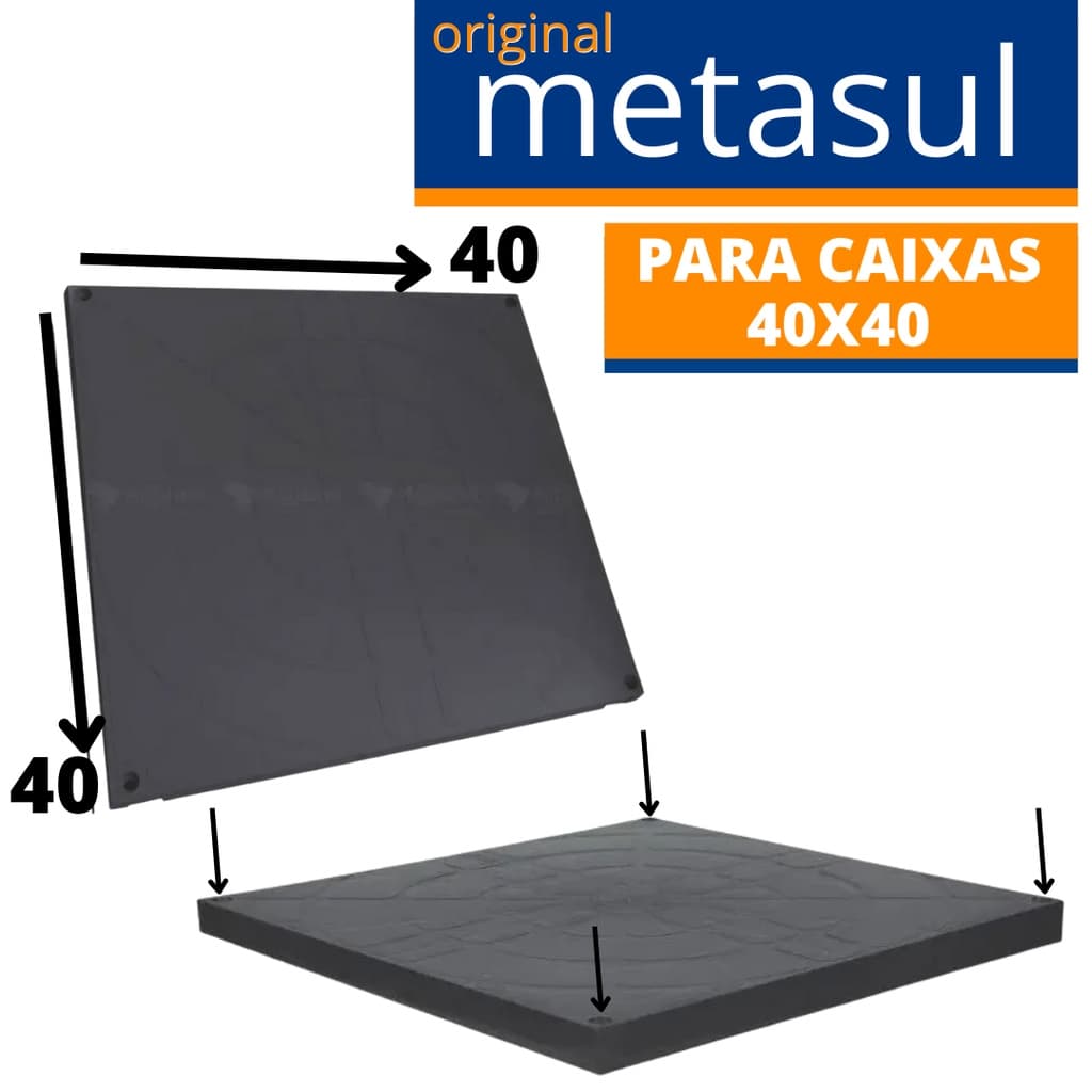 Tampa Para Caixa De Gordura e Inspeção Grande Reforçada Resistente 40x40 Metasul