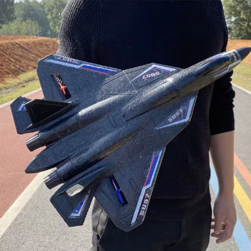 2022 Novo Avião Rc SU 57 Rádio Controlada Com Luz Asa Fixa Mão De Espuma De Arremesso De Controle Remoto Elétrico