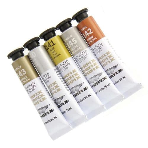 Tinta à Óleo para pintura em Tela Corfix Bisnaga 20ml Metálica