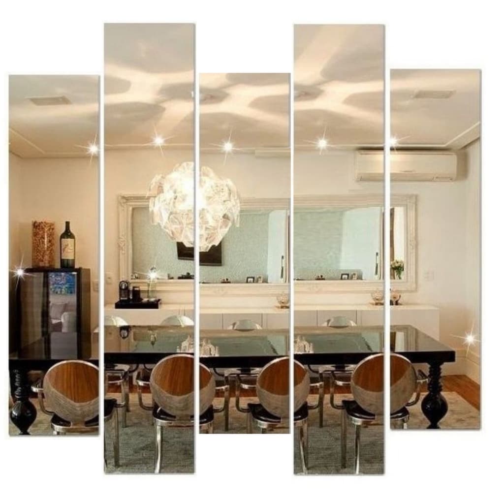 Espelho Decorativo  Retangular Kit 5 Peças Vidro Cristal Reflete IMÁGEM Perfeita
