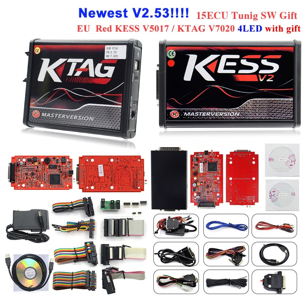 KESS V2 V2.47 V5.017 EU Red ECM Winols KTAG V2.25 V7.020 4 LED Versão  ECU OBD Ferramenta Programadora De Carros