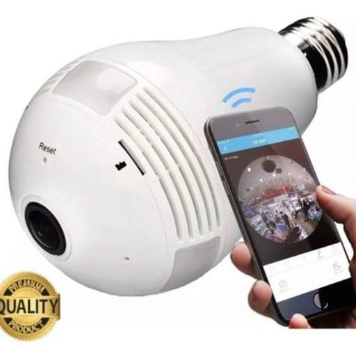 Câmera IP Segurança Lâmpada VR 360 Panorâmica Espiã Wi-Fi