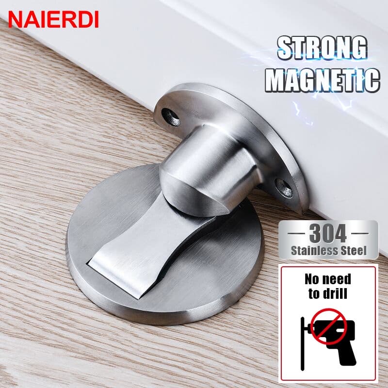 NAIERDI Batentes De Porta Magnéticos 304 , Rolha De Aço Inoxidável , Suportes Ocultos , Captura De Chão , Sem Pregos , F