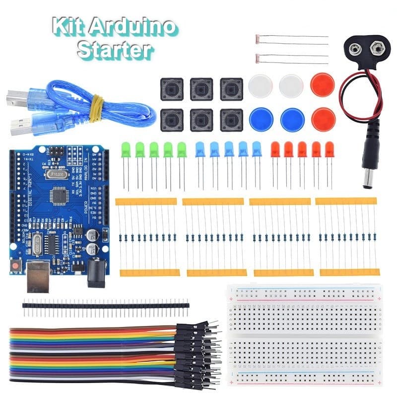Kit Arduino Uno Starter (Compativel) com Protoboard e Componentes Eletronicos para Iniciante Eletronica Robotica