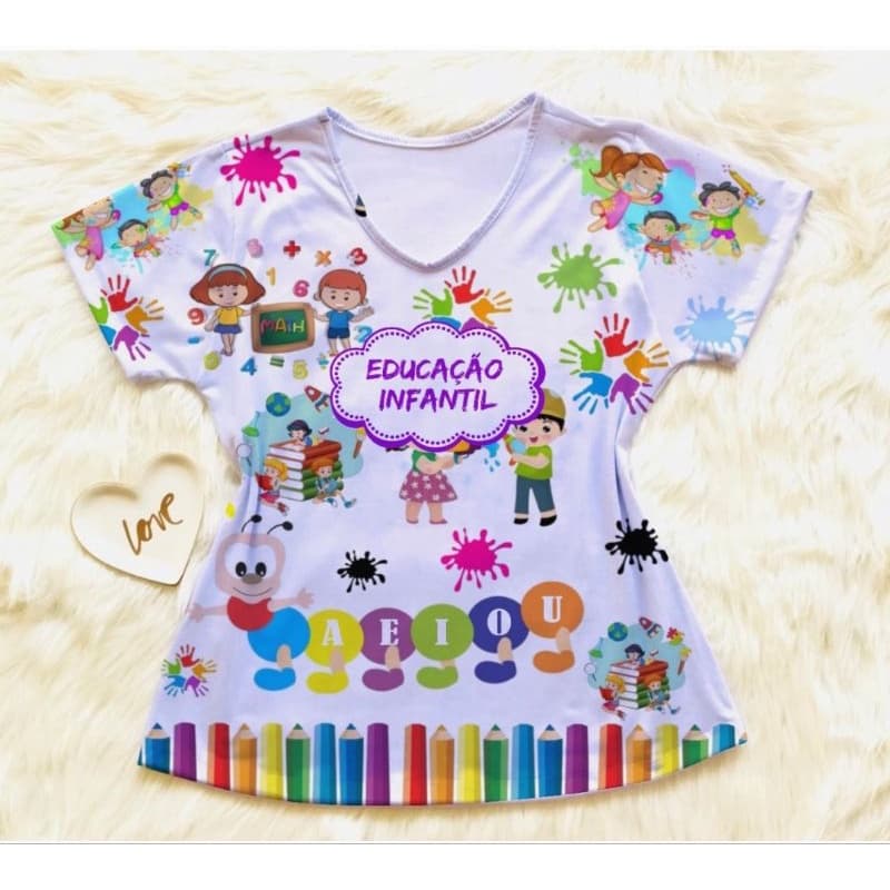 Camisa/Camiseta/Blusa/Profissão/ Feminina/Adulta/Educação Infantil/Educação/Educadora/Professora