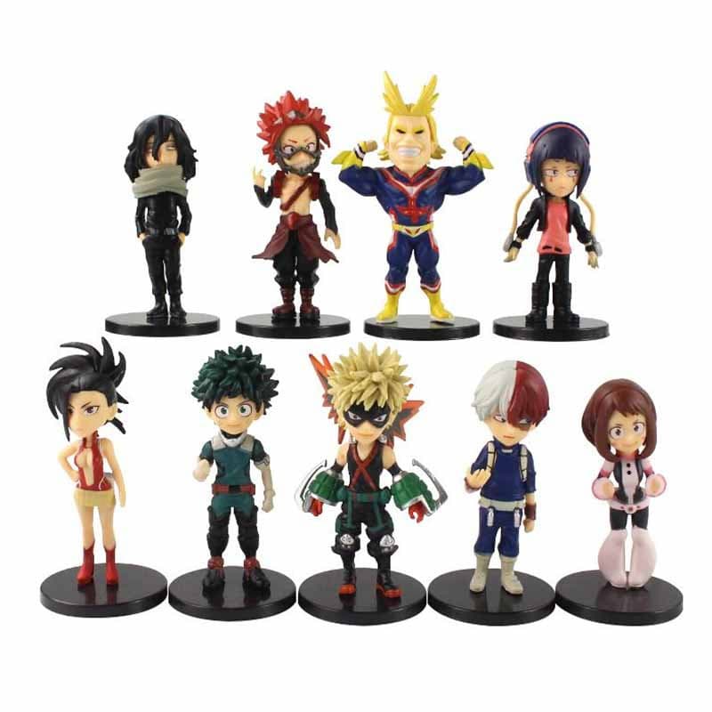 9pcs/Set Anime My Hero Academia Figure Izuku Midoriya Shouto Todorok URARAKA Bakugou Katsuk PVC Action Model Toys