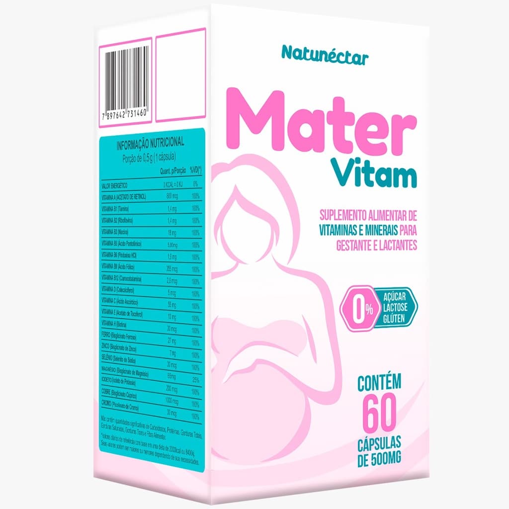 Mater Vitam 500mg - 60 cápsulas - Gestante Lactante Mamãe