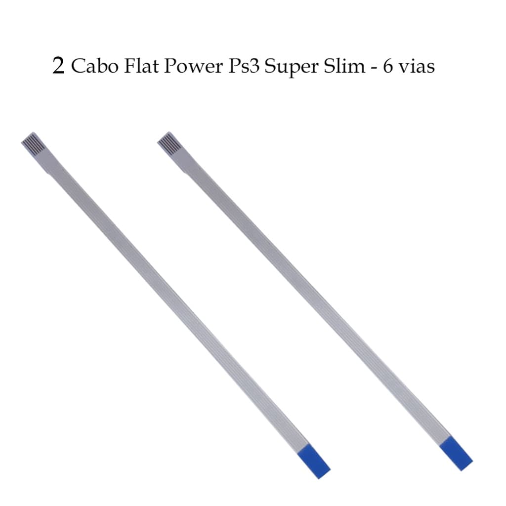 Kit 2 Cabos Flat Power Compatível com Ps3 Slim e Super Slim 6 Vias Invertido