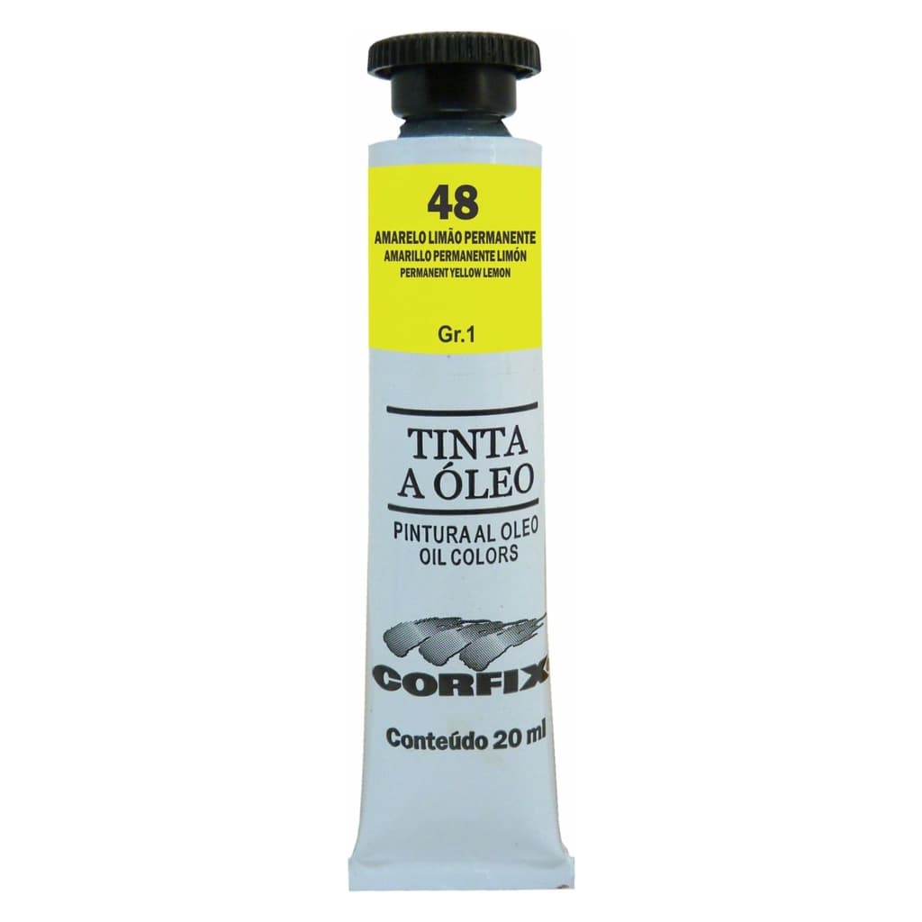 Tinta à Óleo para pintura em tela Corfix Bisnaga 20ml G1 - 48 Amarelo Limão Permanente