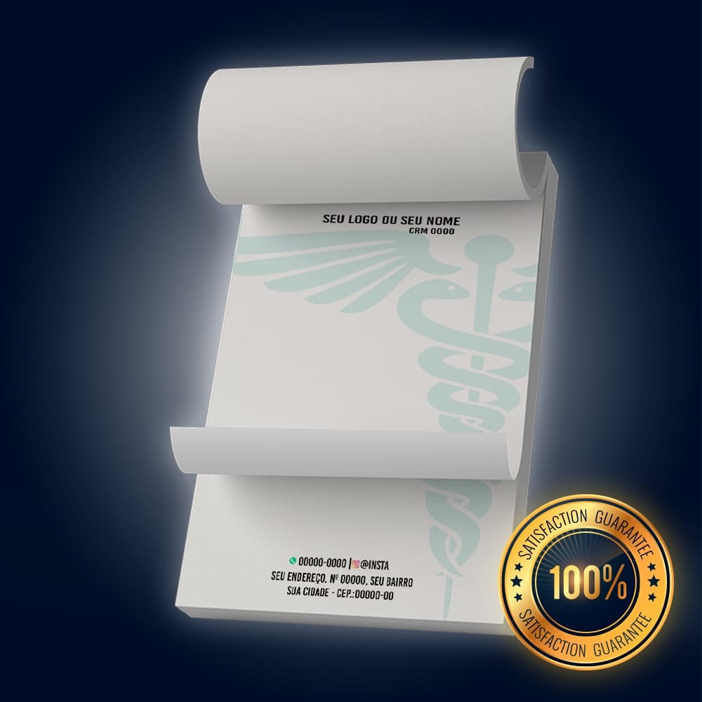 Receituário, Personalizado 14x20cm.