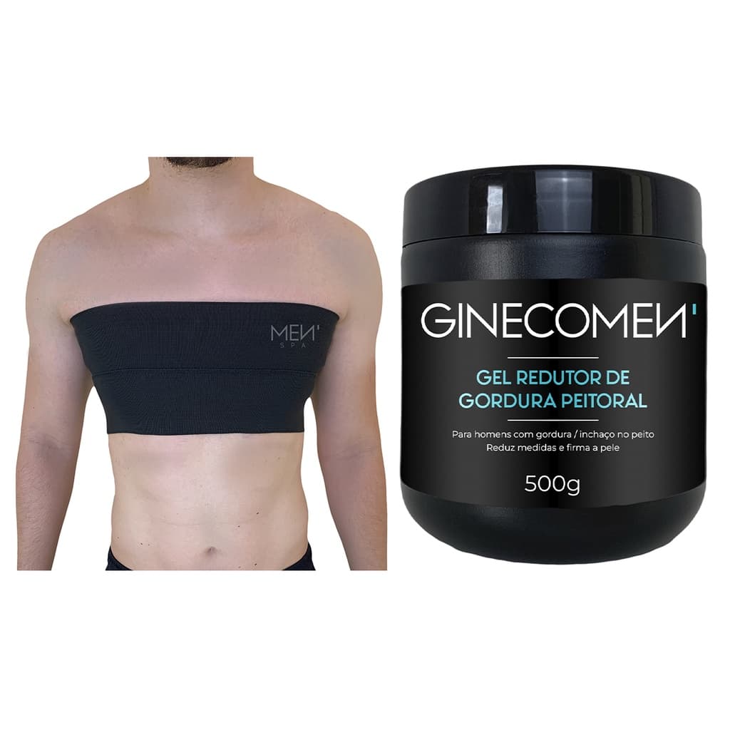 Kit Gel Redutor de Ginecomastia 500g + Cinta de Compressão Peitoral Ginecomen