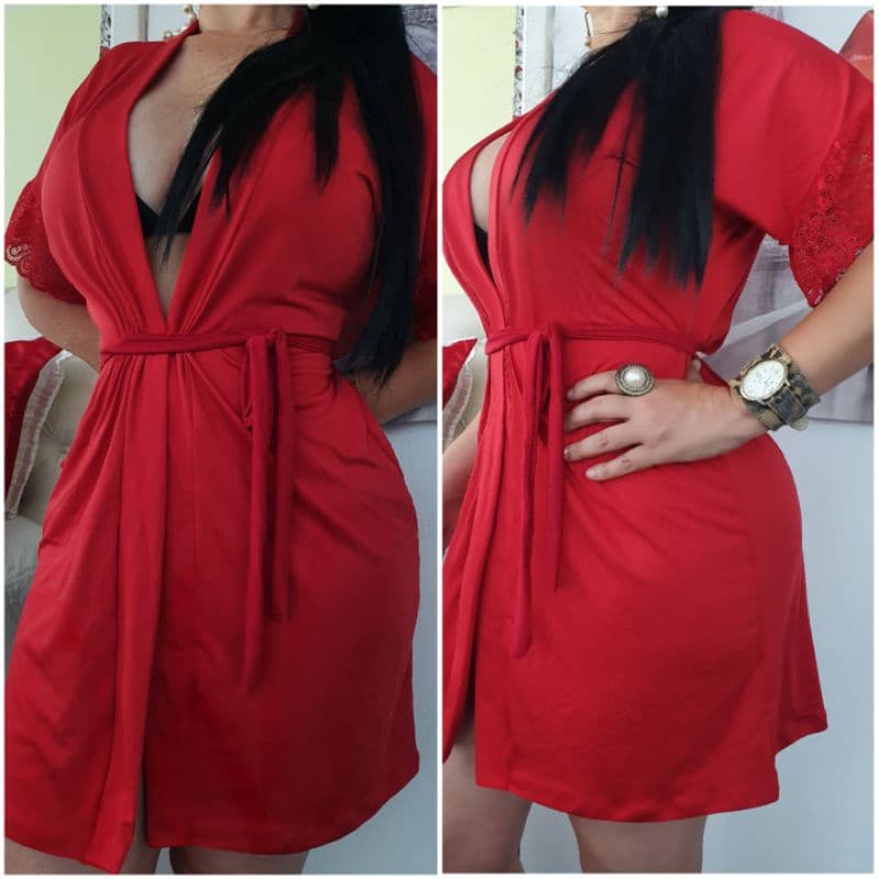 Robe feminino (ROMANTIC/LIGANETE) hobby, detalhes renda manga, lingerie, roupão, noiva, sexy ( FOTO REAL)