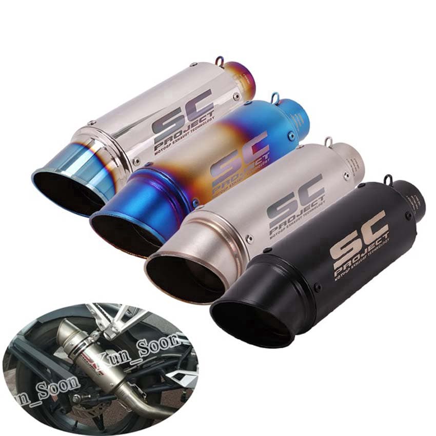 38-51mm Inlet Universal SC Exhaust Muffler Pipe Motorcycle Exhaust Pipe Modified Muffler
