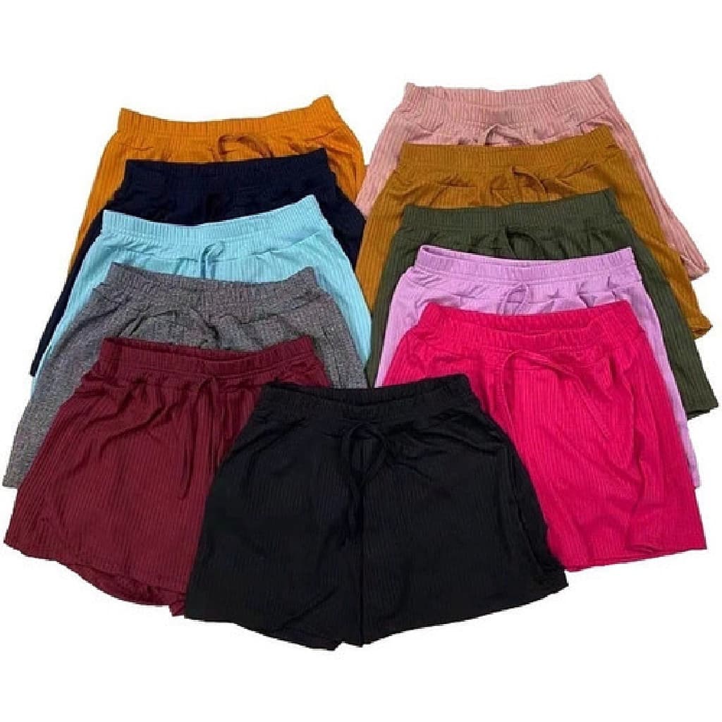 kit 4 Shorts Canelado Plus size Feminino Varias Cores Soltinho G1 G2 G3 G4 G5 G6
