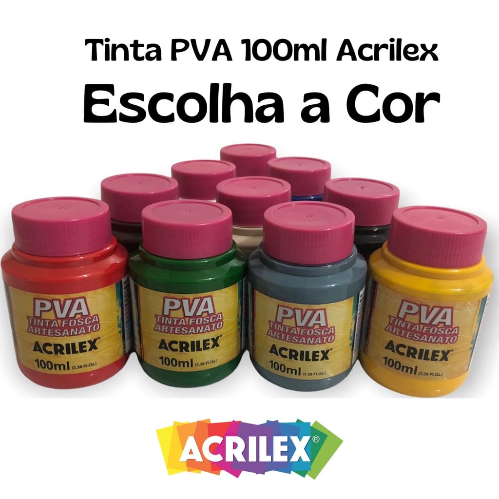 Tinta PVA Artesanato Madeira MDF Gesso Cerâmica Acrilex 100ml (escolha a cor)