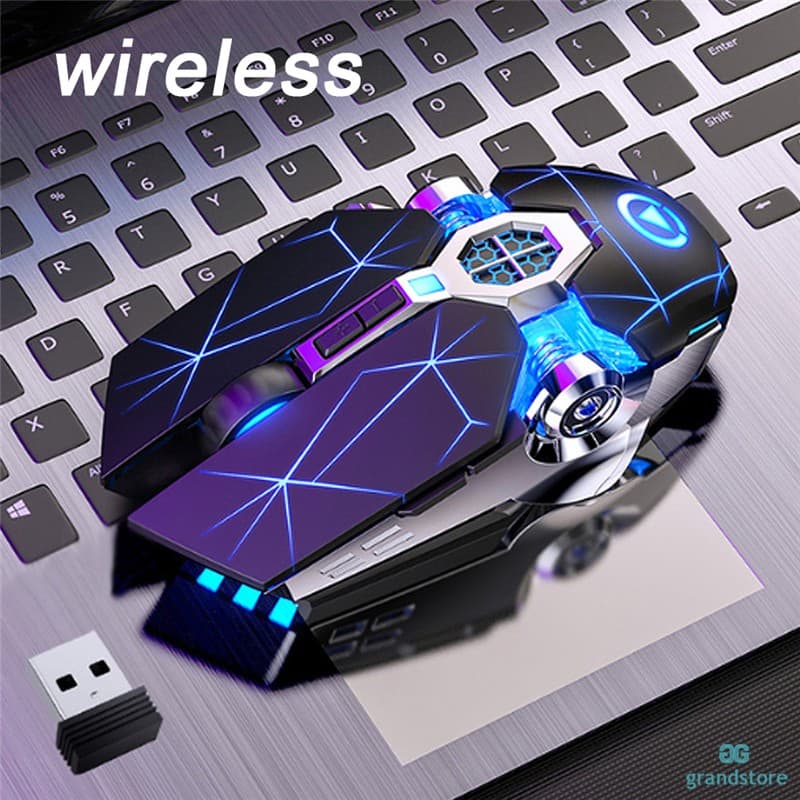 GS Wireless Gaming Silent Mouse 7 Buttons LED Optical USB For PC laptop