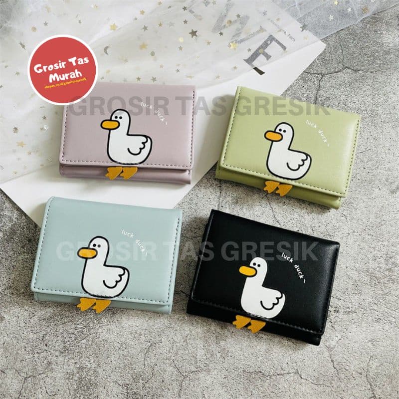 Carteira Dobrável Feminina Coreana , mini , Bolsa De Moedas Padrão De Pato