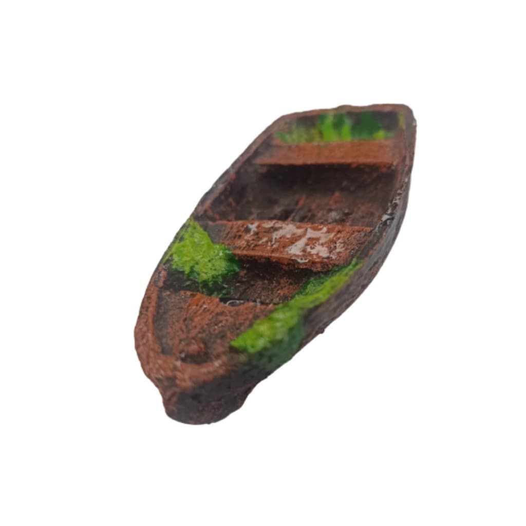 Enfeite De Aquário Em Resina Barco De Madeira Barquinho