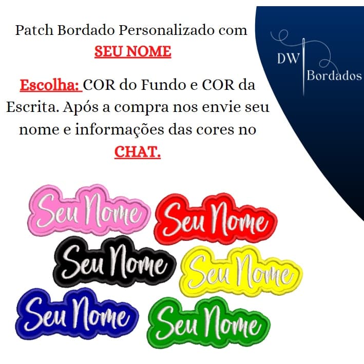 Nome Personalizado - Patch Bordado com Termocolante