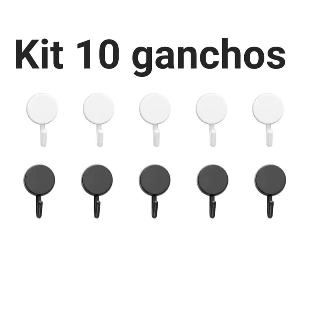 Kit 10 Ganchos Adesivos Organizador Multiuso Plástico Parede
