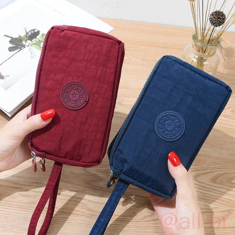 Carteira Pequena Feminina Com 3 Camadas E Zíper Para Celular