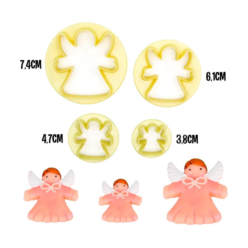 Kit Cortador Formato Anjo 4 Peças Para Massas e Biscuits