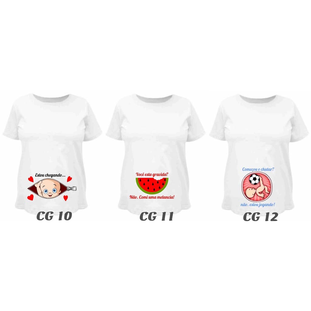 Camiseta personalizada para gestante várias artes