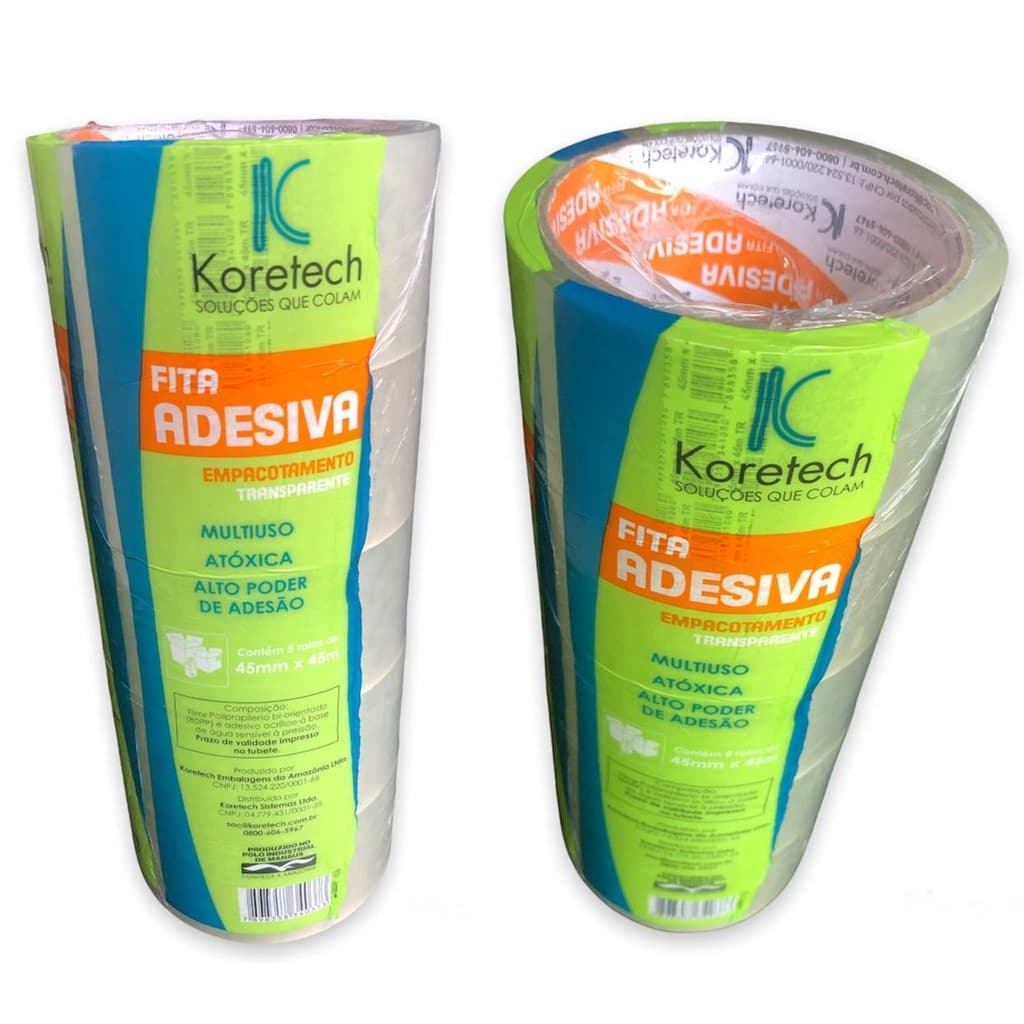Fita adesiva transparente Larga 45x45 -  Embalar Caixa Resistente - 10 rolos