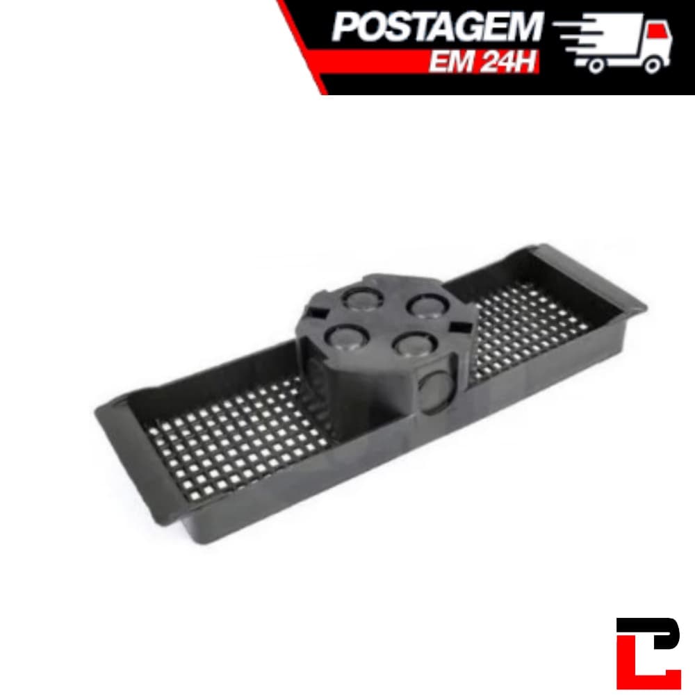 Caixa Caixinha de luz p/ Laje com Suporte para Lajota 30cm Preta