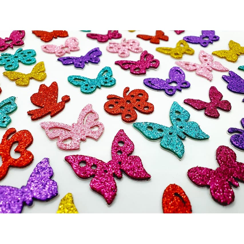 100 Adesivos Pet Coleção Borboletas Aplique Lacinho Eva PetShop Banho e Tosa