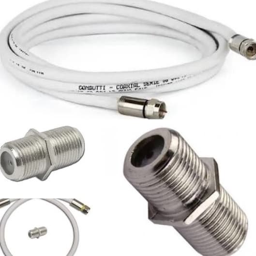 Cabo antena tv  Coaxial Rg6  Pronto + Emenda Macho Fêmea 30 cm a 25 metros parabolica ap