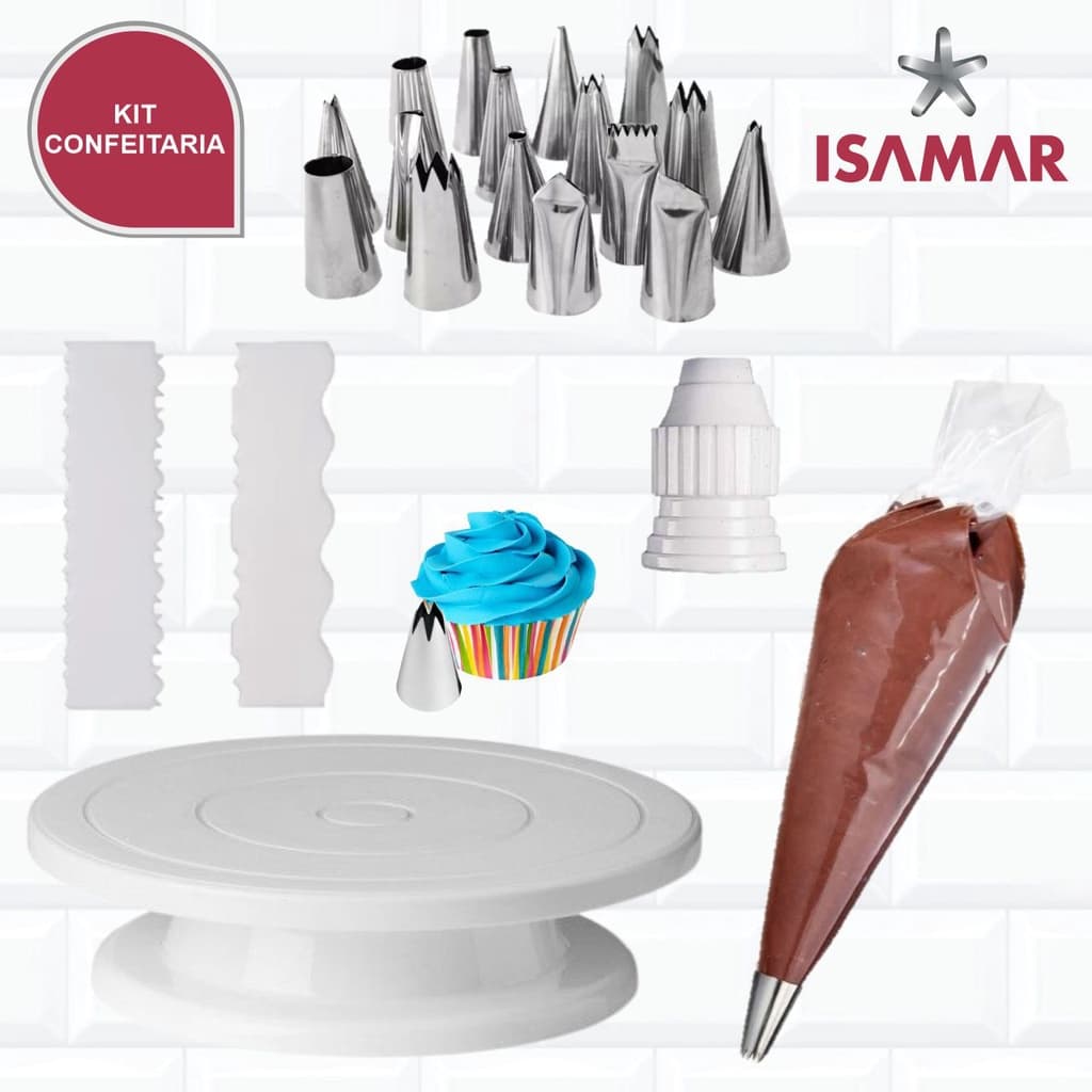 Kit Confeitaria Bailarina Giratoria Bicos Sacos Adaptador 1m