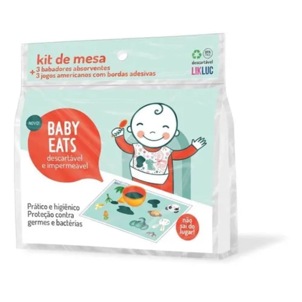 Kit 3 Jogo Americano E3 Babadores Descartáveis Baby Eats