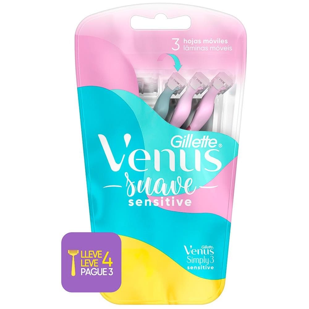 Aparelho Descartável Gillette Vênus Suave Sensitive/ Suave- KIT COM 4 OU 2 unidades