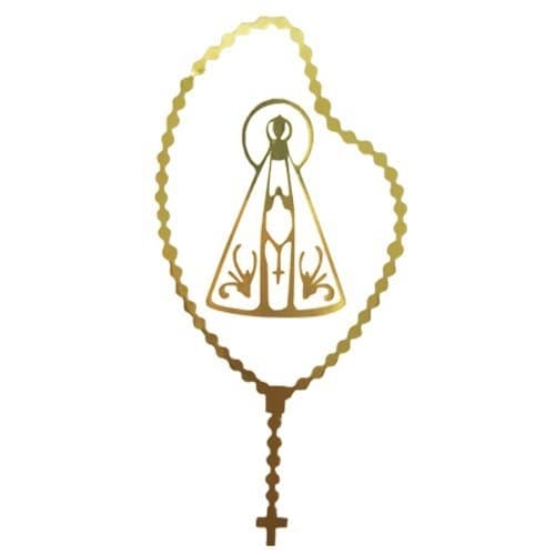 6 Uni Adesivo Nossa Senhora Aparecida Terço Dourado Pequeno Pacote c/6un