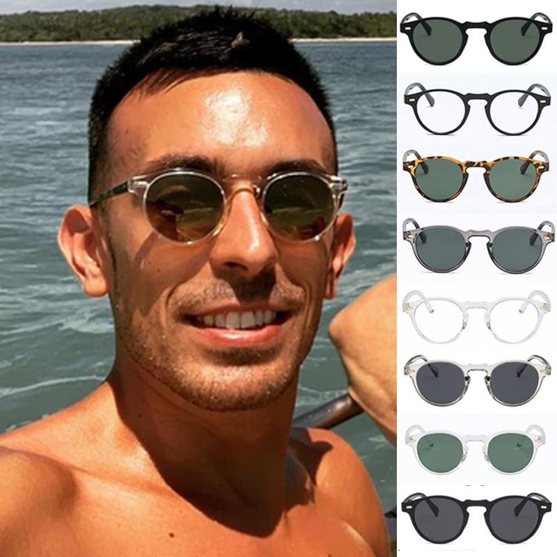 Óculos De Sol Redondo Unissexo UV400 Com Armação Pequena Para Uso Externo/Escuros Unissex UV400