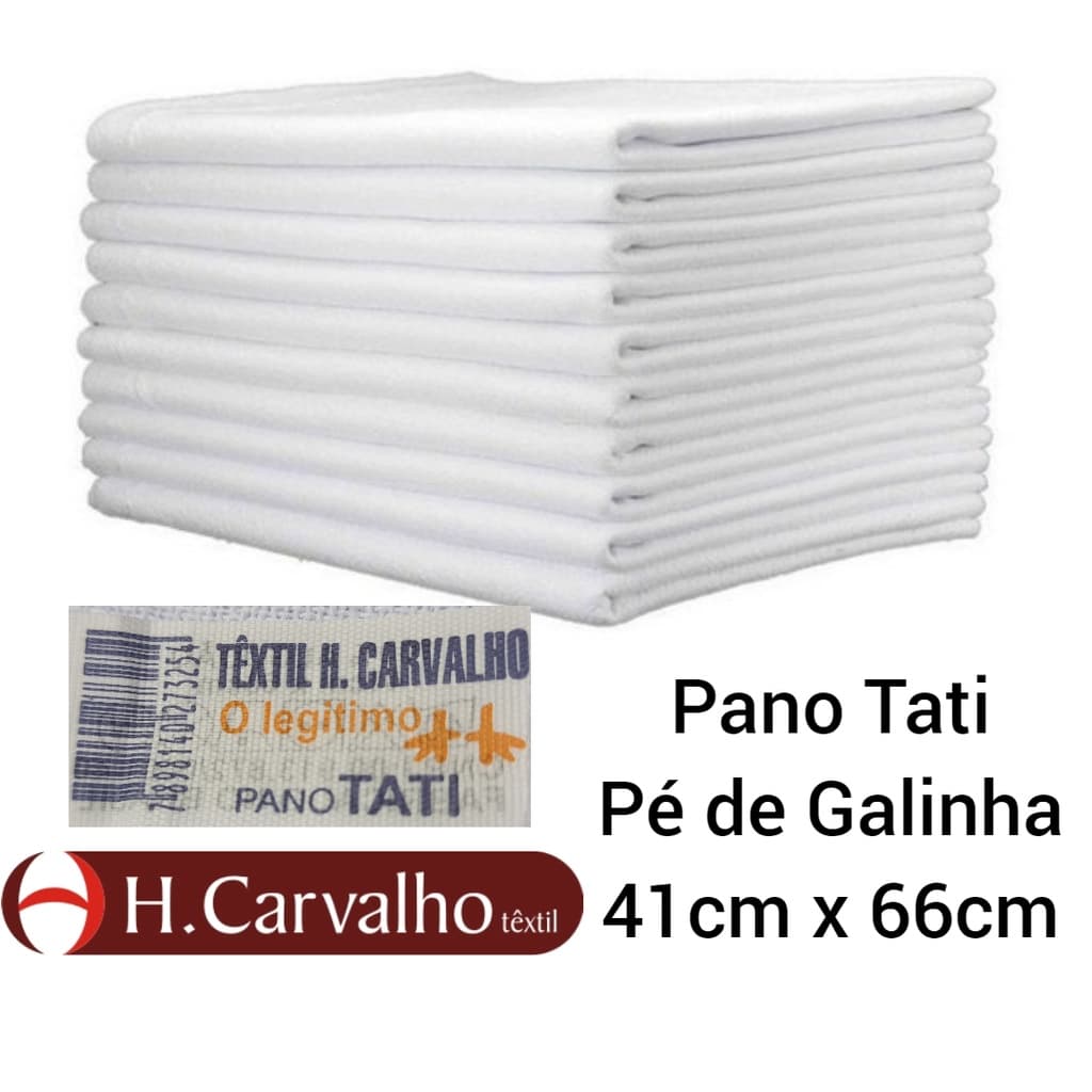 10 Panos de Prato e Copa Pé de Galinha Tati Branco Liso sem Estampa 41cm x 66cm 100% Algodão