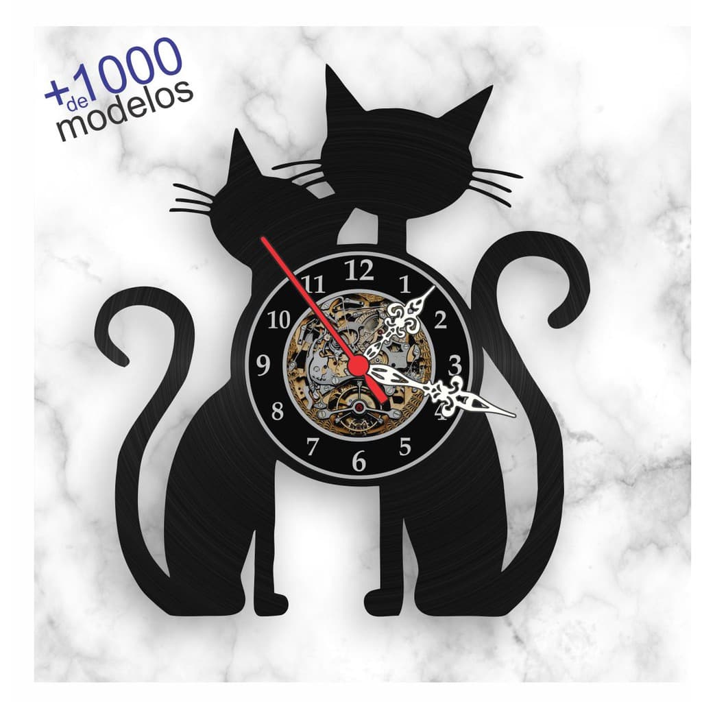 Relógio de Parede Gatos Cats Disco de Vinil Veterinária Petshop Presente Criativo