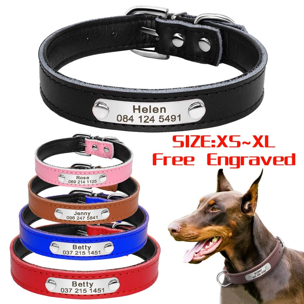 (Nuoma) Gravado Personalizado Coleira De Couro Inner Acolchoado Personalizado Coleiras De Cão Personalizado Com Gravado