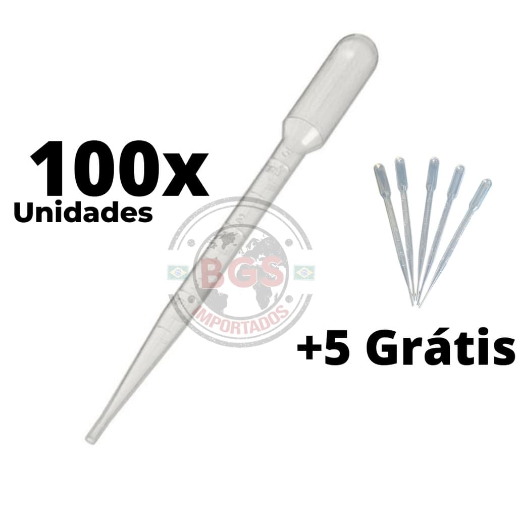 Pipeta Pasteur Plastica  3ML 100 Unidades Conta Gotas Artesanato Graduada