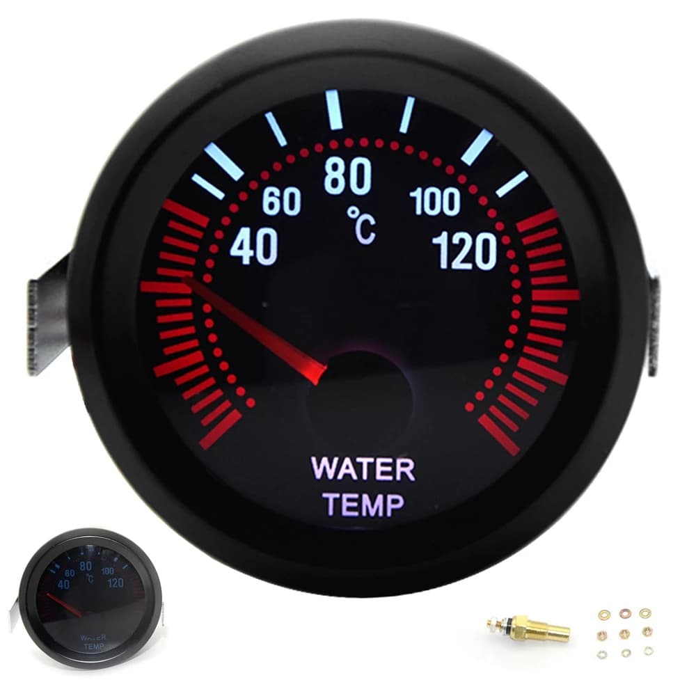 DepoTuning 2'52mm Medidor Universal De Temperatura Da Água Lente 40-120C LED Com Sensor De Carro