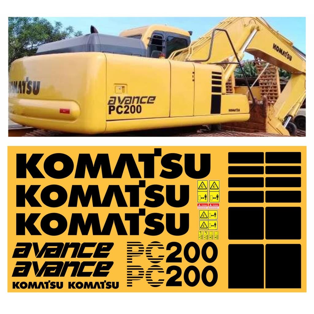 Kit Adesivos Escavadeira Komatsu Pc 200 Pc200 Avance R434